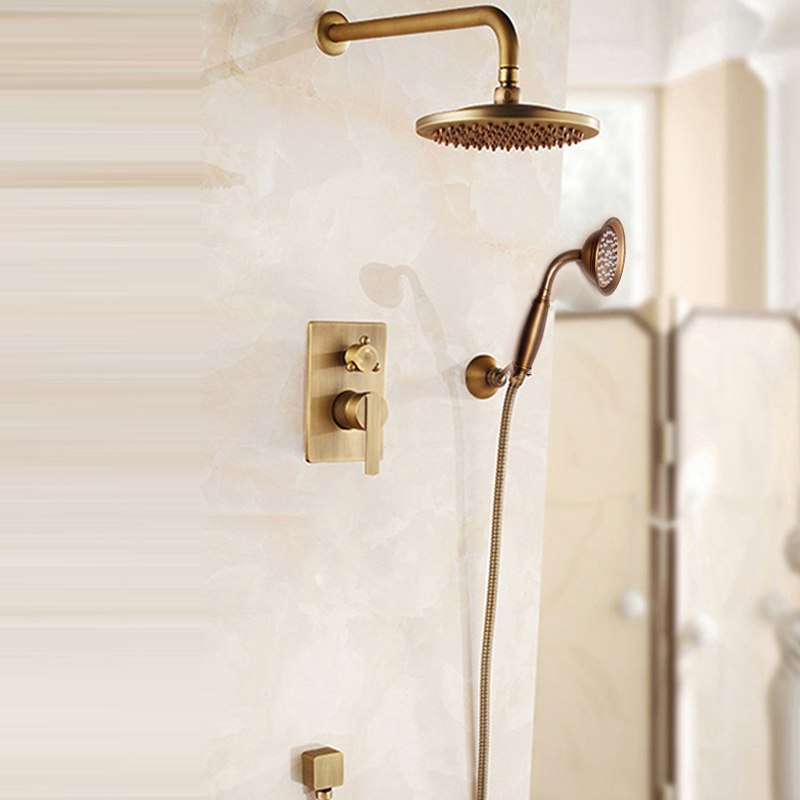 Concealed Thermostatic Shower System Set - العتيقة النحاس أخفى دش مجموعة الحمام