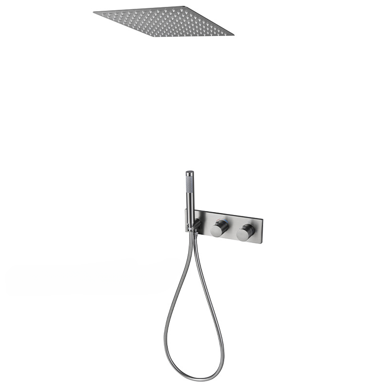 Concealed Thermostatic Shower System Set - Gunmetal/نحى الذهب/Blk الحمام ترموستاتي دش نظام