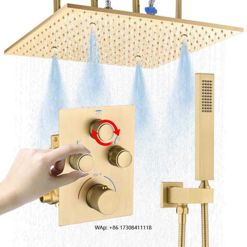 Rainfall Shower Head Ceiling Mount 16 Inch - نظام دش نحاسي - سقف الأمطار