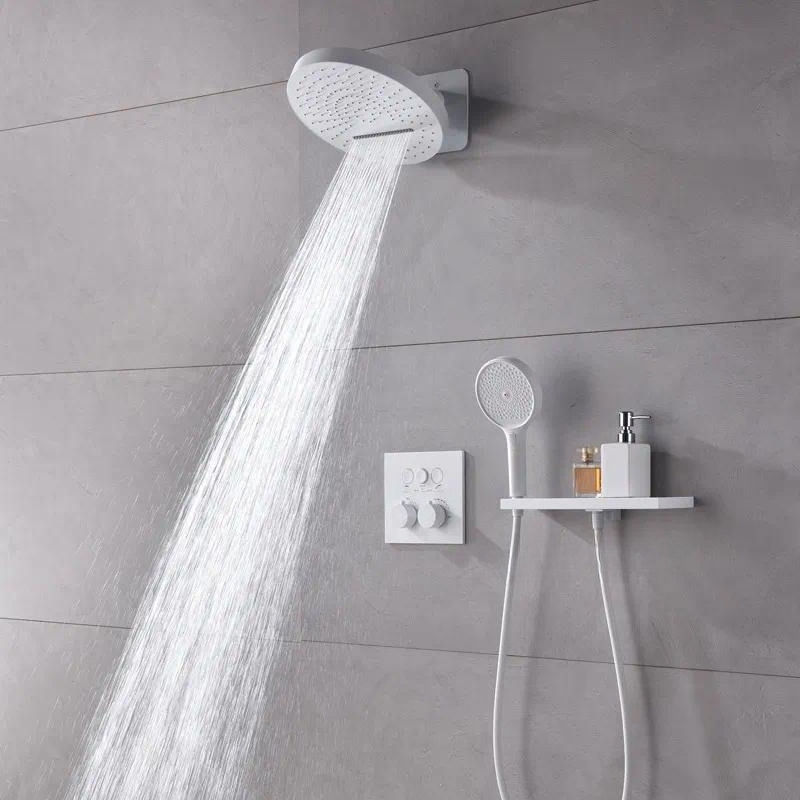 Concealed Thermostatic Shower System Set - مجموعة دش ثرموستاتية بيضاء مثبتة على