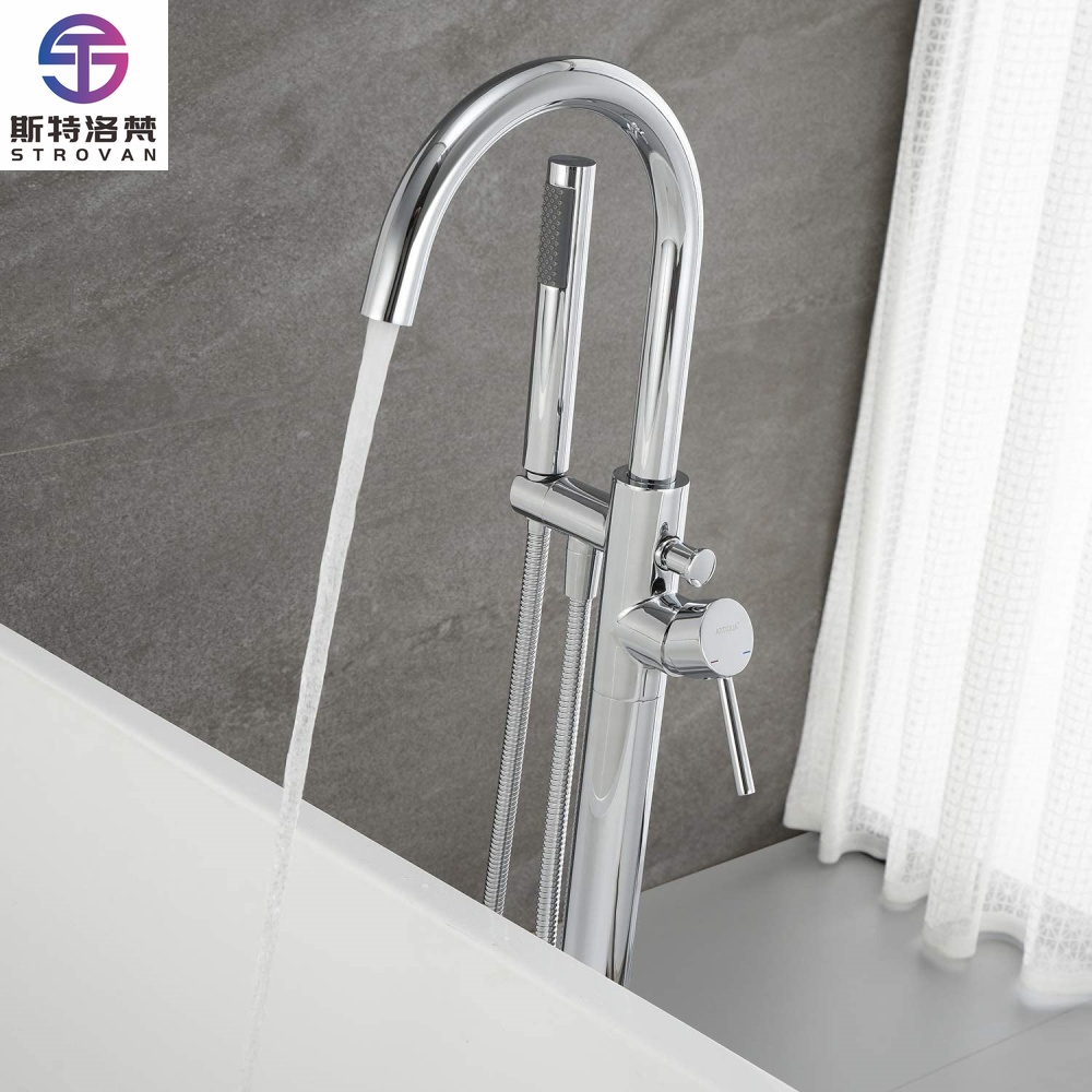 Freestanding Bathtub Filler Faucet Floor - قائما بذاته حوض حشو شلال صنبور