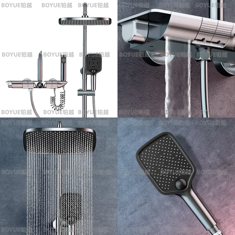 Concealed Thermostatic Shower System Set - مجموعة دش ثرموستاتية بتصميم مفاتيح البيانو