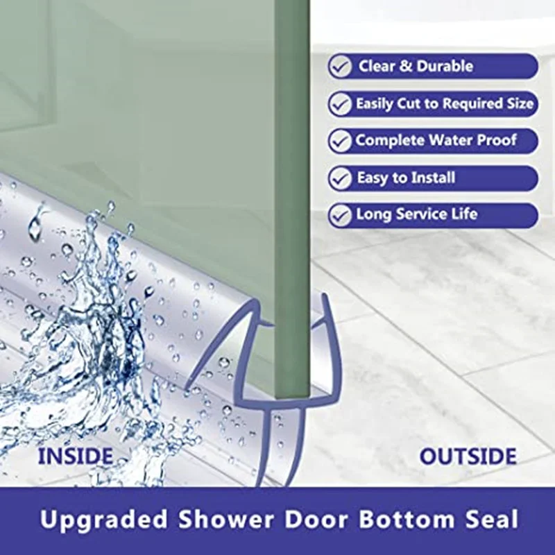 Shower Door Bottom Seal Strip Sweep - الغراء خالية دش شريط عازل بولي