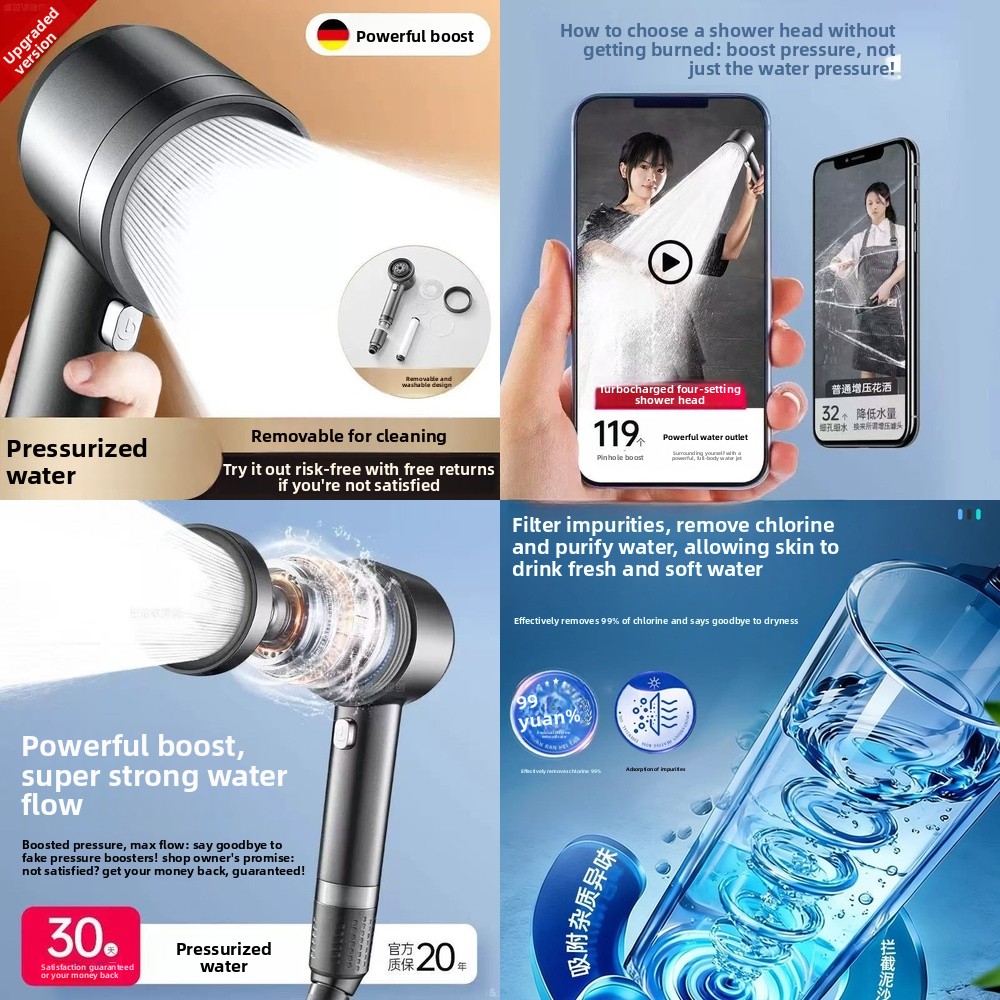 Handheld Shower Head High Pressure Filter - رأس دش عالي الضغط مع فلتر