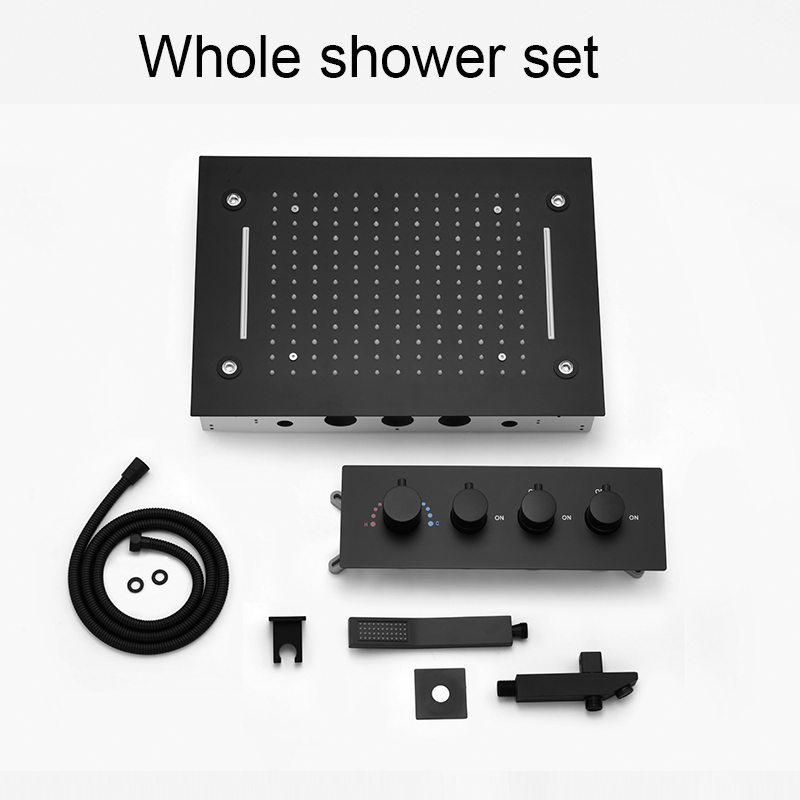 Led Rainfall Shower Head Waterfall - أسود 2 وظائف دش رئيس مجموعة
