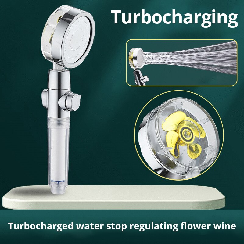 Handheld Shower Head High Pressure Filter - رأس دش جديد مدفوع بمروحة ،