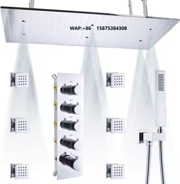 Rainfall Shower Head Ceiling Mount 16 Inch - نظام دش فاخر للحمام مع رأس