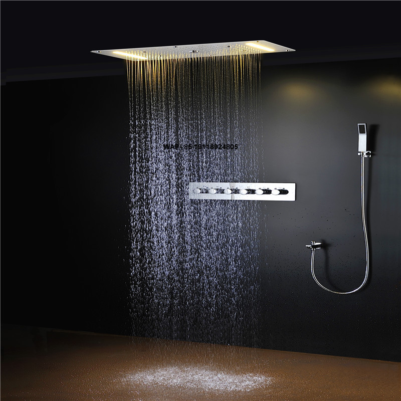Led Rainfall Shower Head Waterfall - مجموعة دش فاخرة متعددة الوظائف بإضاءة