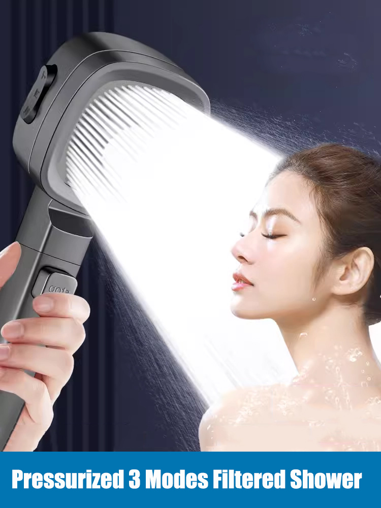 Handheld Shower Head High Pressure Filter - رأس دش بثلاثة أوضاع وفلتر، فوهات