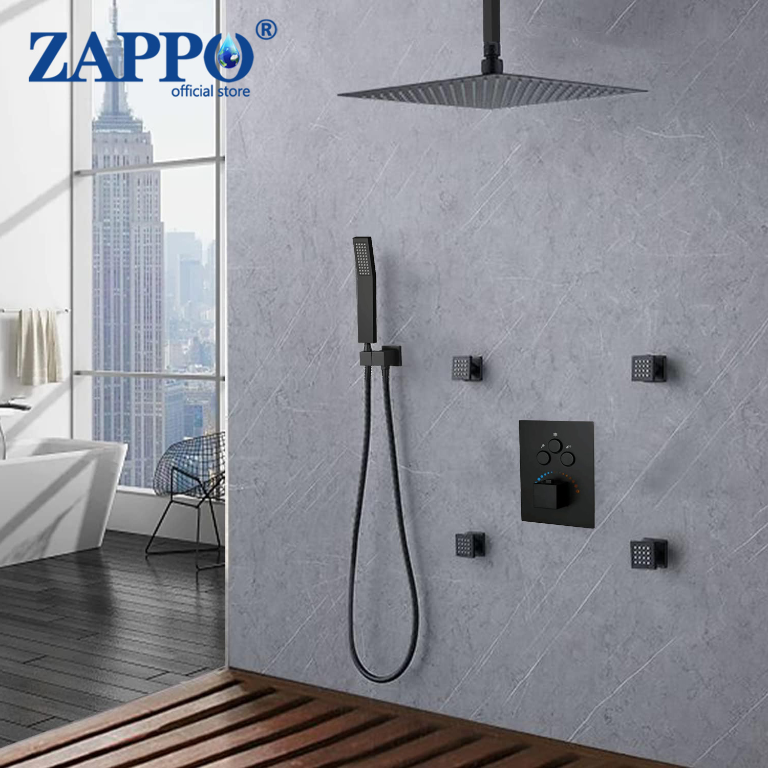 Thermostatic Shower Faucet Valve 3 Way - نظام دش حراري من ZAPPO باللون