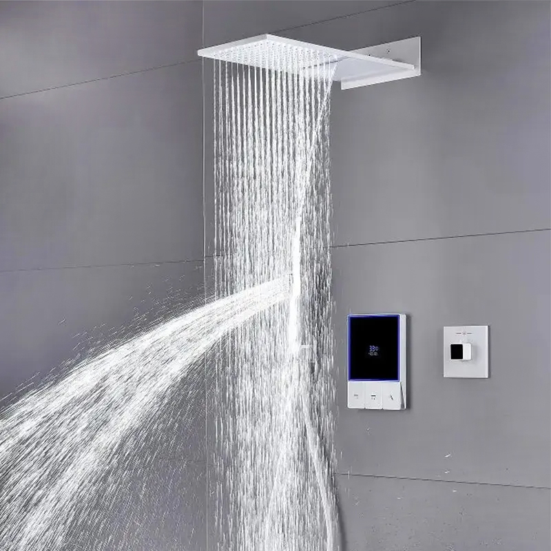 Led Rainfall Shower Head Waterfall - رأس دش ذكي أبيض بتأثير المطر