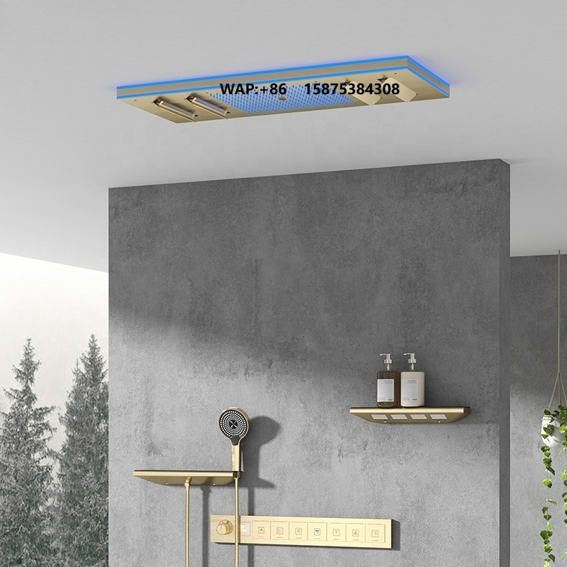 Led Rainfall Shower Head Waterfall - تصميم جديد لرأس دش LED ذهبي