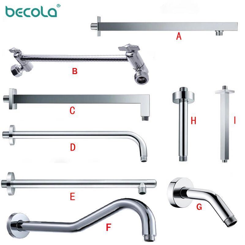 Shower Arm Ceiling Mount Brass Chrome - BECOLA-ذراع دش نحاسي مثبت على الحائط