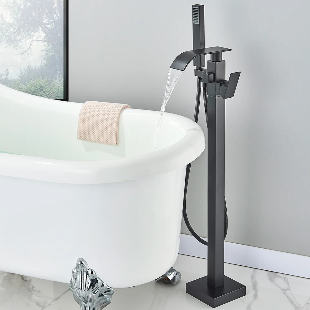 Freestanding Bathtub Filler Faucet Floor - صنبور حوض استحمام قائم على الأرض،