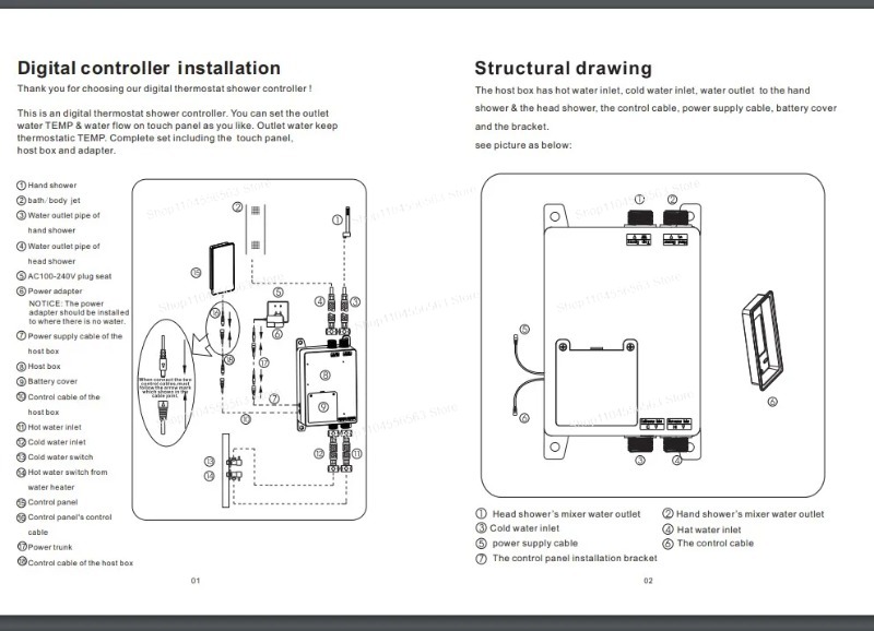 وحدة تحكم رقمية سوداء للدش بشا - مراجعة Thermostatic Shower Faucet Valve 3 Way وسعره