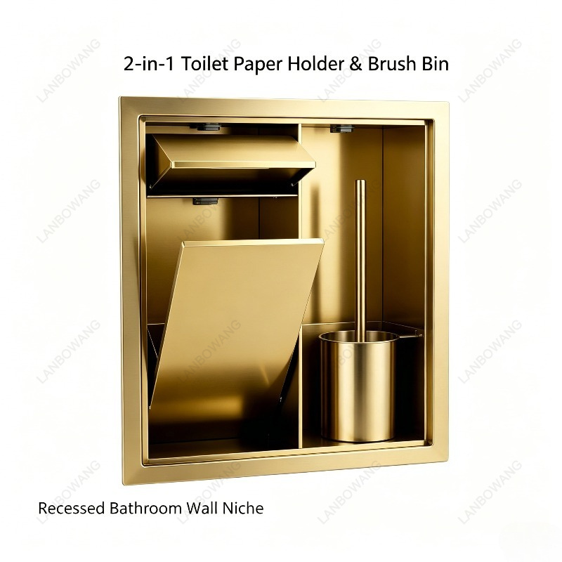 فرشاة مرحاض وصندوق مناديل مدمج - مراجعة Shower Niche Stainless Steel Recessed وسعره