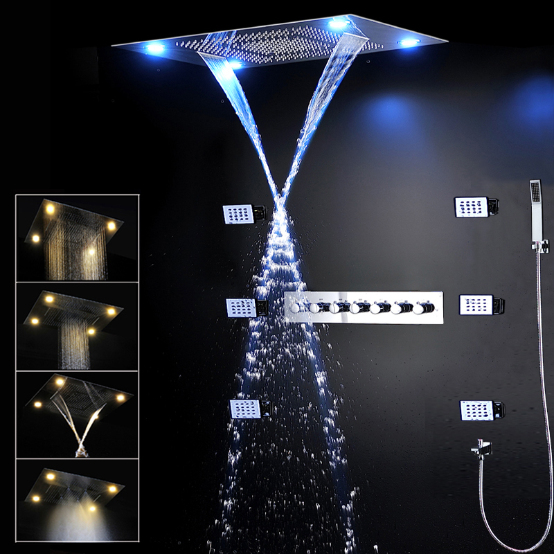 نظام دش موسيقي عالي الجودة مع  - مراجعة Led Rainfall Shower Head Waterfall وسعره