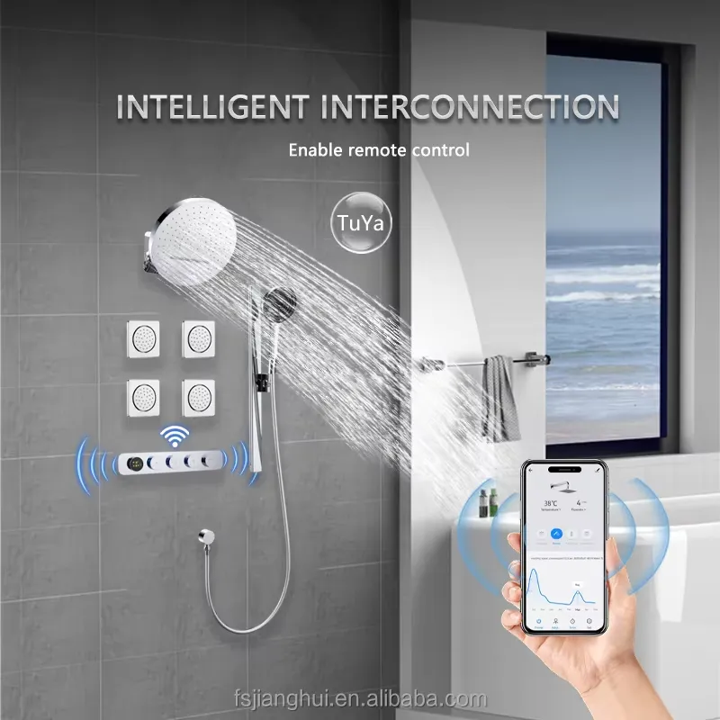 نظام صمام خلاط حمام رقمي ذكي م - مراجعة Concealed Thermostatic Shower System Set وسعره