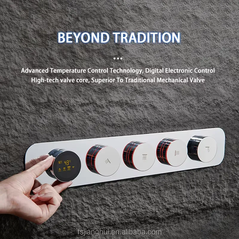 نظام صمام خلاط حمام رقمي ذكي م - مراجعة Concealed Thermostatic Shower System Set وسعره