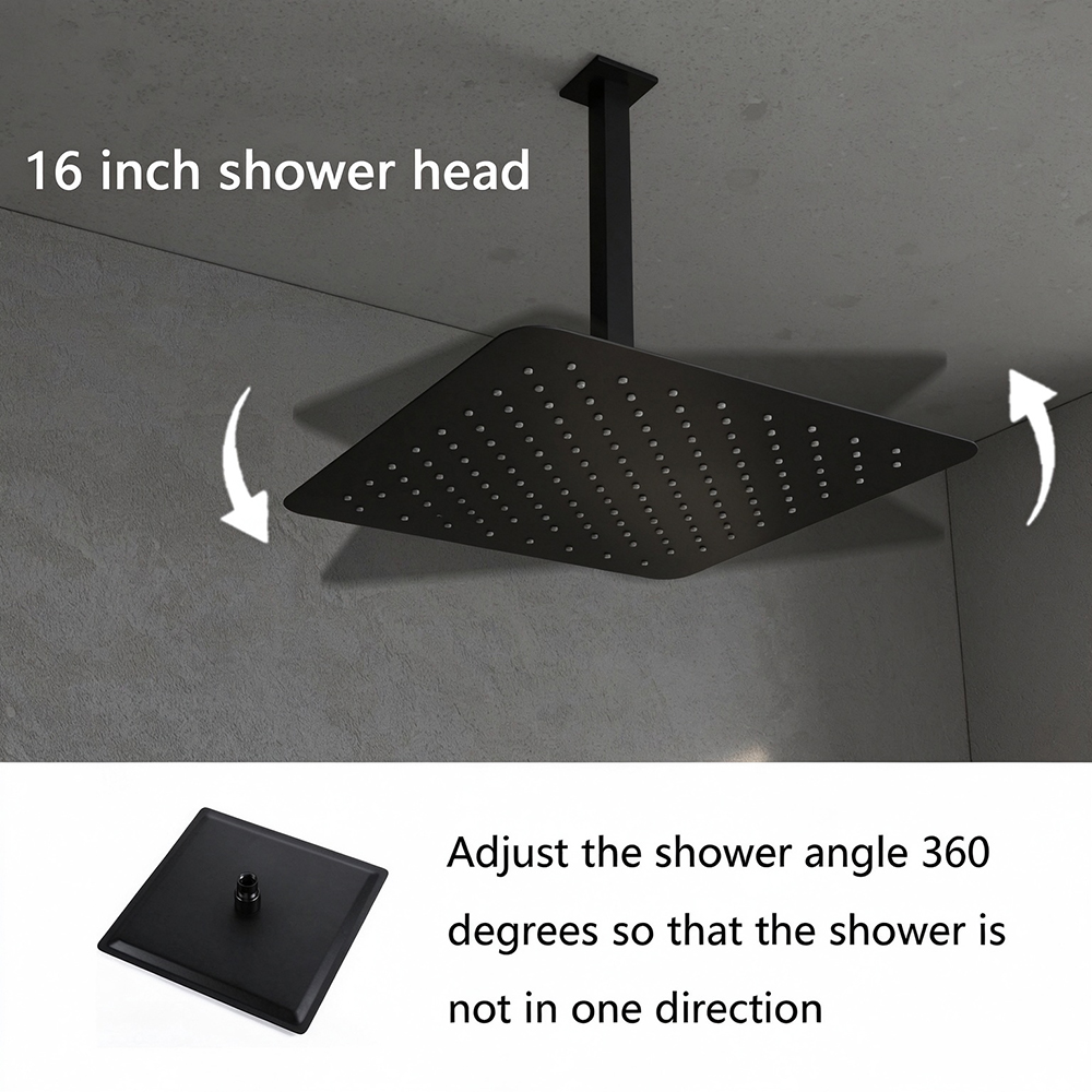 نظام دش مخفي حديث بلون أسود مط - مراجعة Concealed Thermostatic Shower System Set وسعره