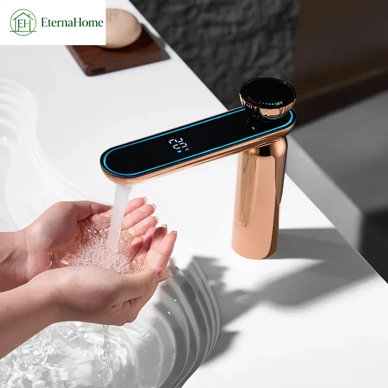 حنفيات حوض غسيل باللون الأسود/ - مراجعة Thermostatic Mixing Valve Digital Display وسعره