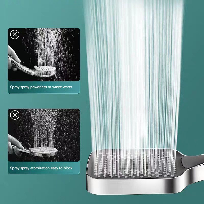 3 أوضاع رأس دش محمول مع فرشاة  - مراجعة Handheld Shower Head High Pressure Filter وسعره