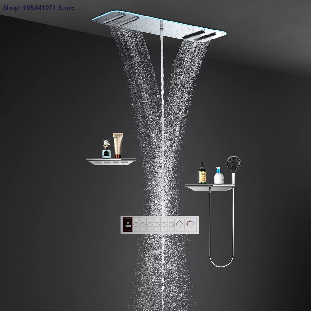 مجموعة دش LED مع رأس دش مطري و - مراجعة Led Rainfall Shower Head Waterfall وسعره