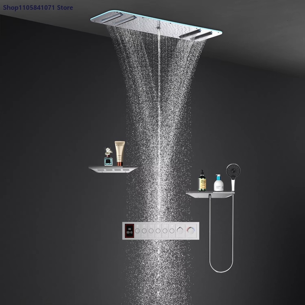 مجموعة دش LED مع رأس دش مطري و - مراجعة Led Rainfall Shower Head Waterfall وسعره