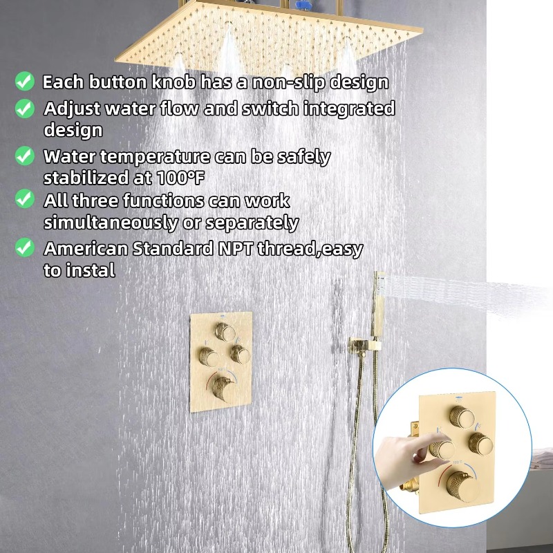 نظام دش نحاسي - سقف الأمطار مق - مراجعة Rainfall Shower Head Ceiling Mount 16 Inch وسعره