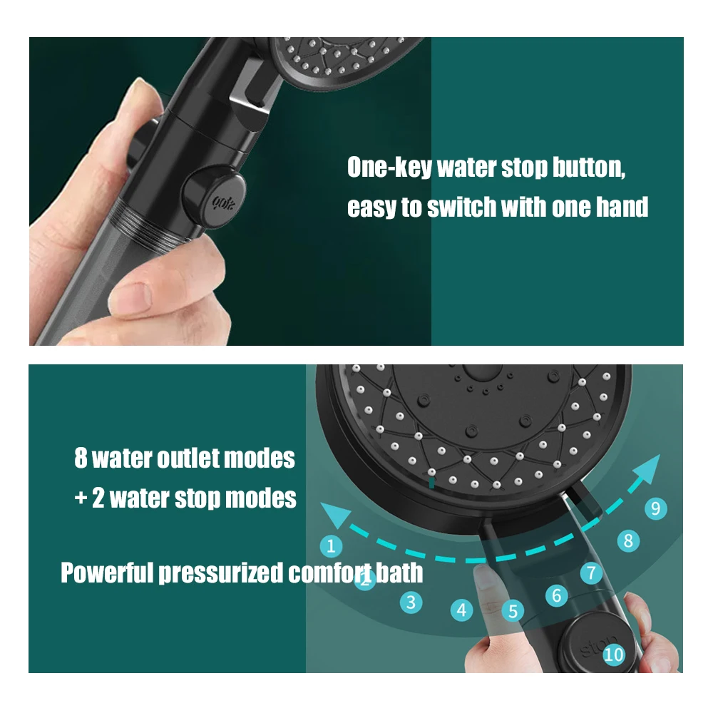 10 رذاذ ارتفاع ضغط توفير الميا - مراجعة Handheld Shower Head High Pressure Filter وسعره