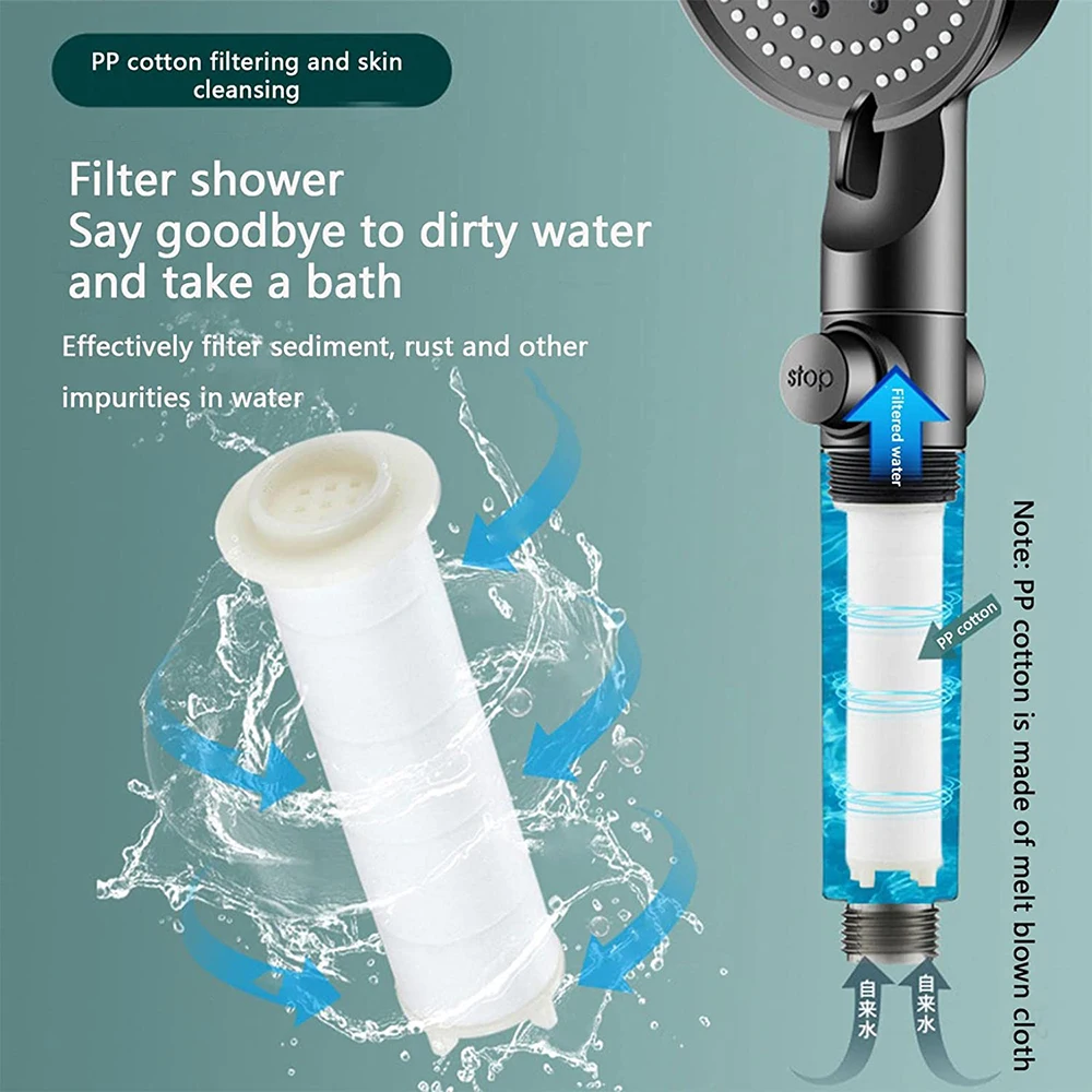 10 رذاذ ارتفاع ضغط توفير الميا - مراجعة Handheld Shower Head High Pressure Filter وسعره