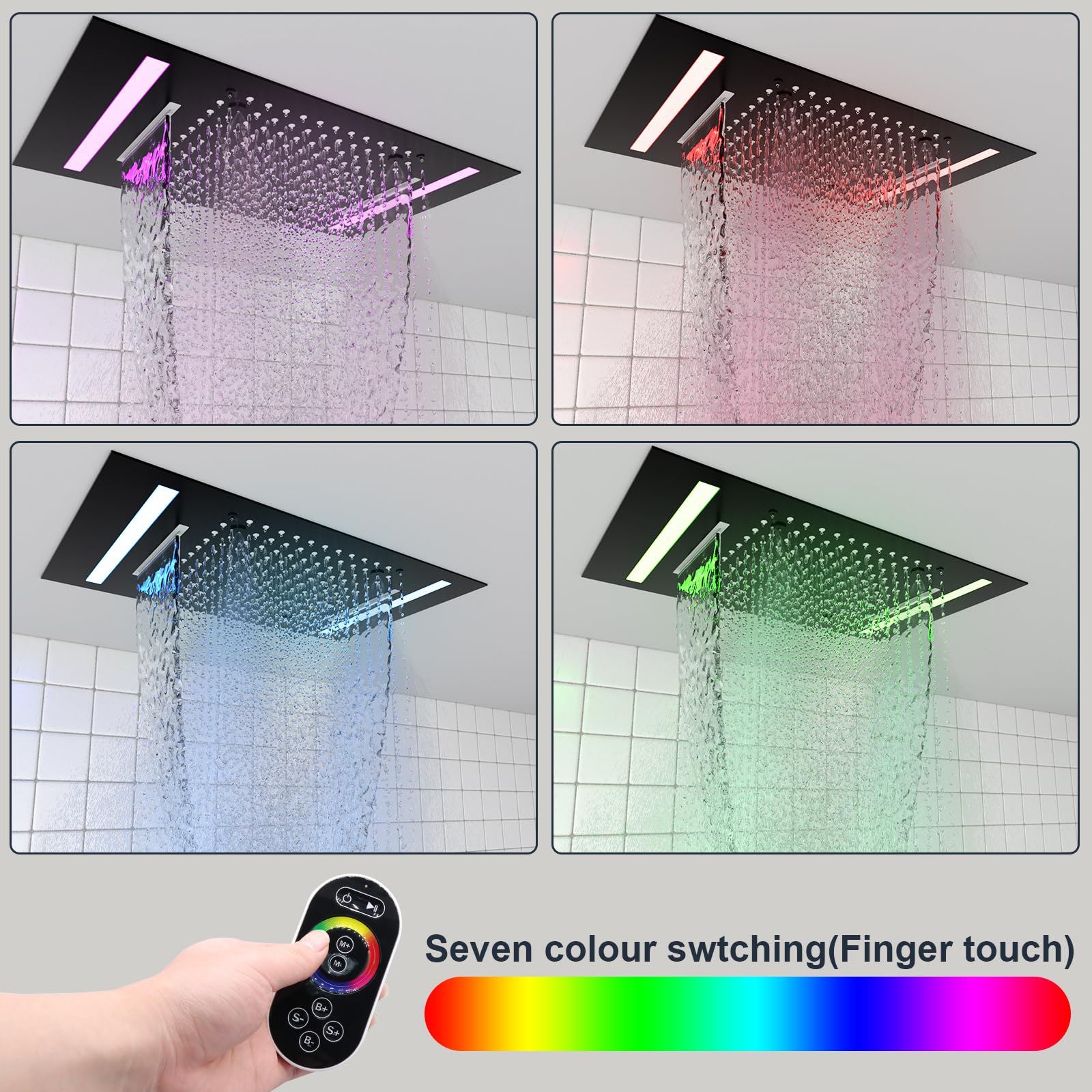 رأس دش حديث متعدد الوظائف من ا - مراجعة Led Rainfall Shower Head Waterfall وسعره