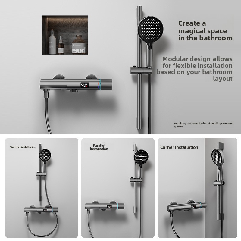 مجموعة دش بتصميم بسيط باللون ا - مراجعة Thermostatic Mixing Valve Digital Display وسعره