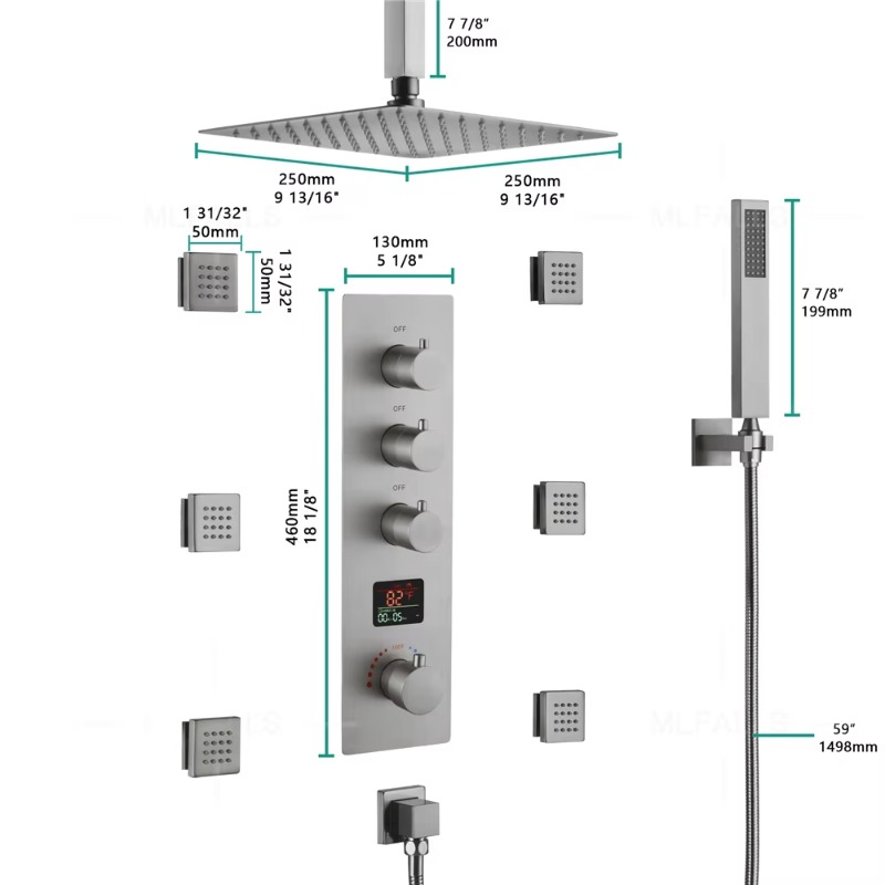 نظام دش ثرموستاتي للحمام من ال - مراجعة Concealed Thermostatic Shower System Set وسعره