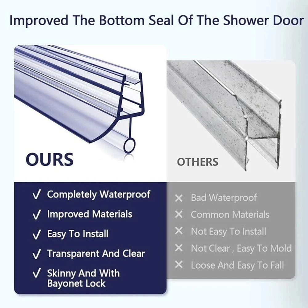 شريط غلق دش بدون إطار ، قاع با - مراجعة Shower Door Bottom Seal Strip Sweep وسعره