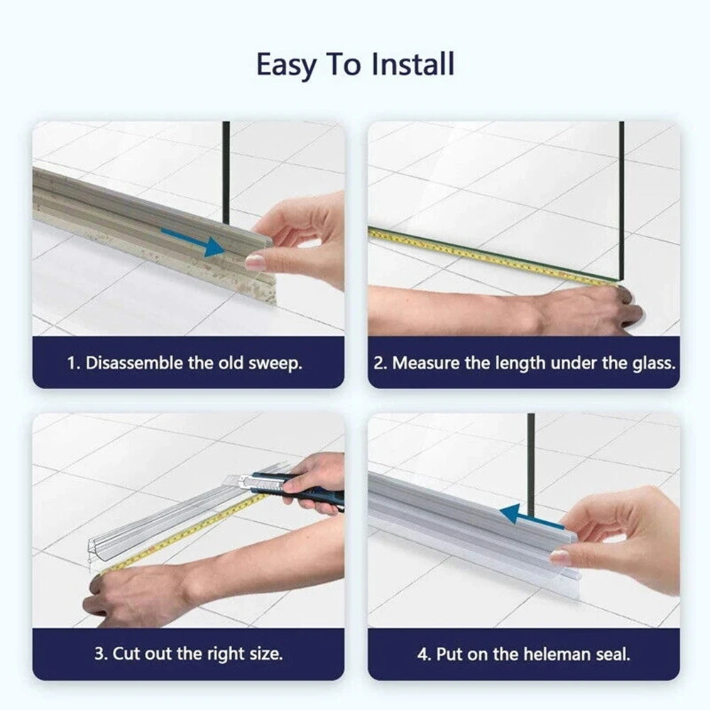 شريط غلق دش بدون إطار ، قاع با - مراجعة Shower Door Bottom Seal Strip Sweep وسعره