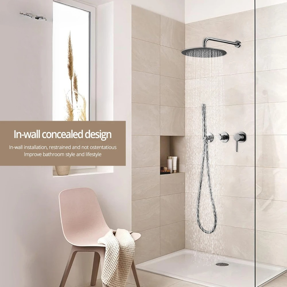 رأس دش مثبت بالحائط 8-16 بوصة  - مراجعة Shower Arm Ceiling Mount Brass Chrome وسعره