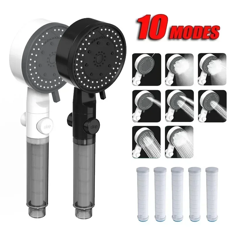 رأس دش محمول بـ 10 أوضاع وضغط  - مراجعة Handheld Shower Head High Pressure Filter وسعره