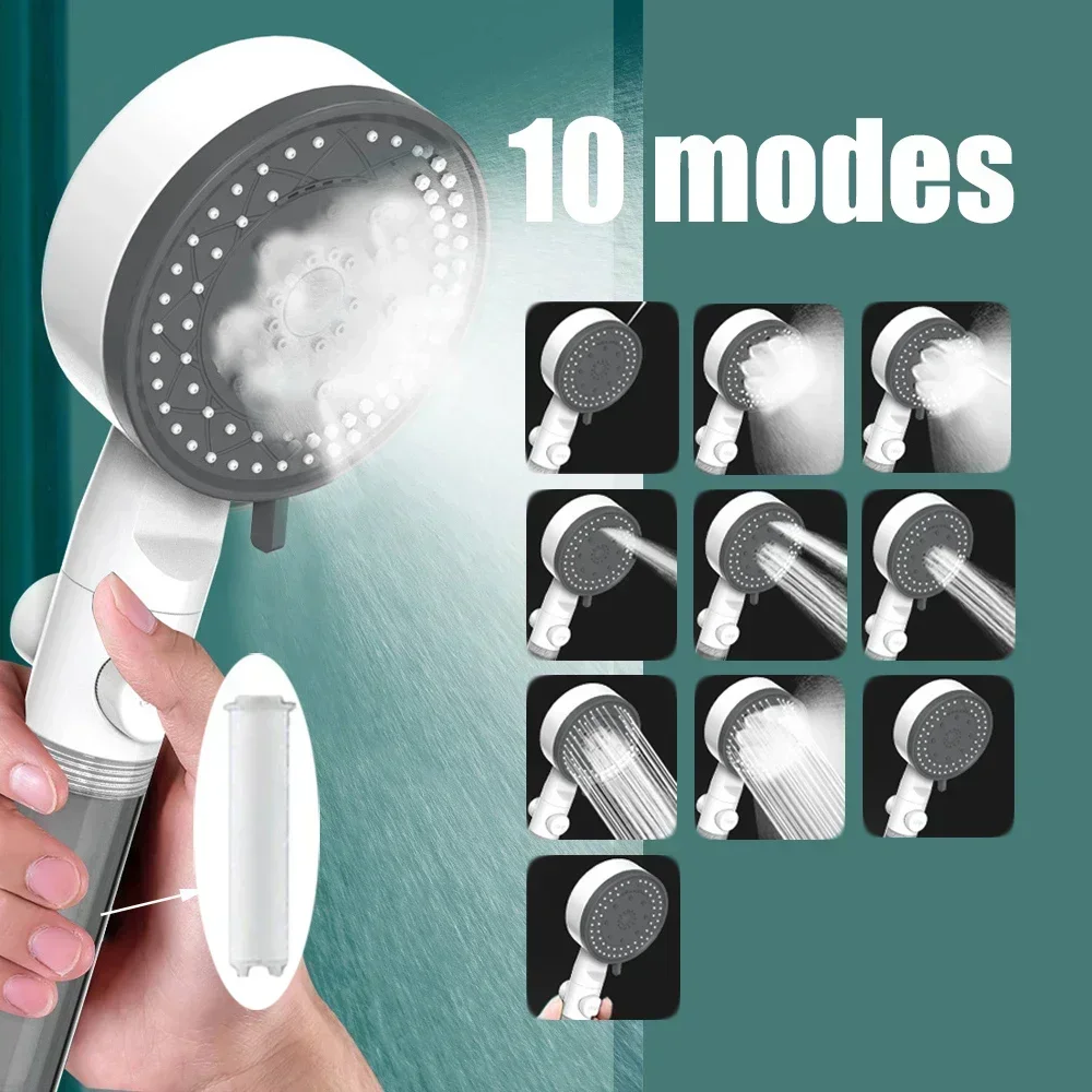 رأس دش محمول بـ 10 أوضاع وضغط  - مراجعة Handheld Shower Head High Pressure Filter وسعره