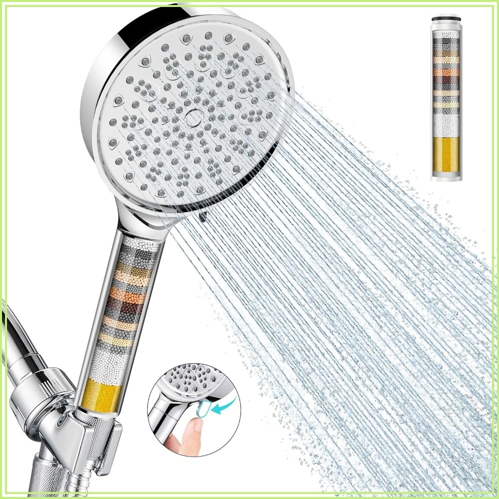 رأس دش مزود بفلتر مع رشاش يدوي - مراجعة Handheld Shower Head High Pressure Filter وسعره
