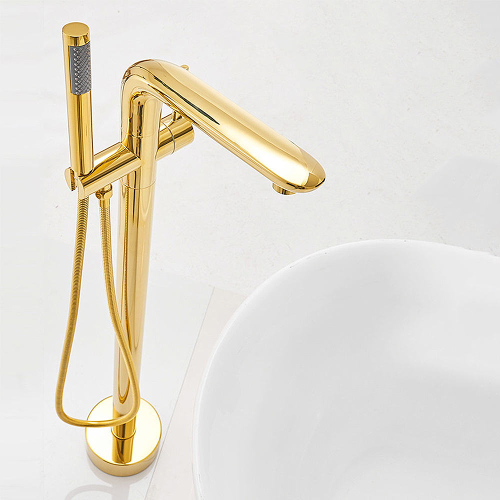 موضة الذهب النحاس الحمام دش صن - مراجعة Freestanding Bathtub Filler Faucet Floor وسعره