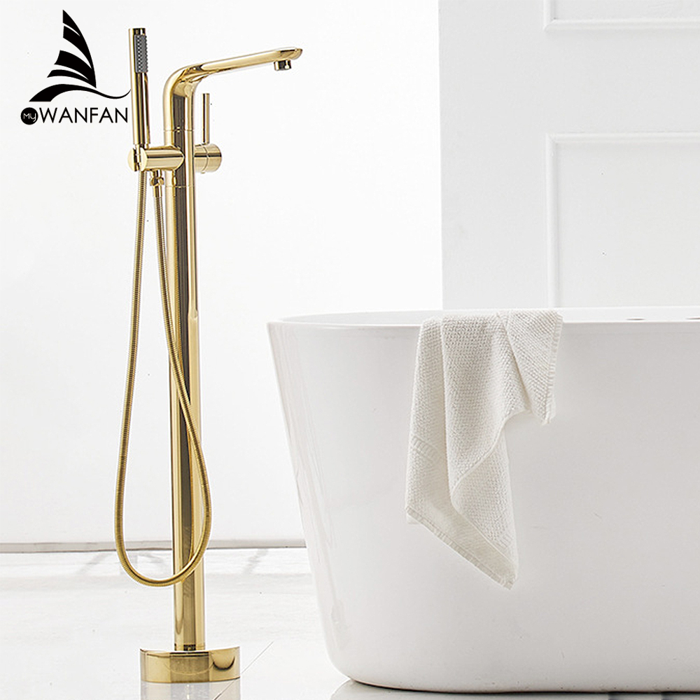 موضة الذهب النحاس الحمام دش صن - مراجعة Freestanding Bathtub Filler Faucet Floor وسعره