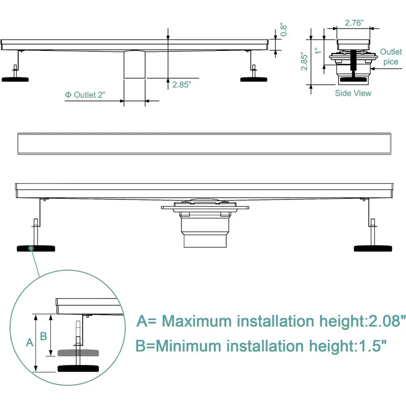 مصرف دش خطي حديث من الفولاذ ال - مراجعة Linear Shower Drain Stainless 304 Tile In وسعره