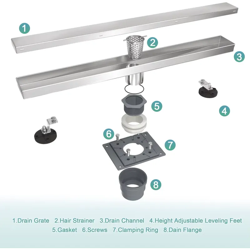 مصرف دش خطي حديث من الفولاذ ال - مراجعة Linear Shower Drain Stainless 304 Tile In وسعره