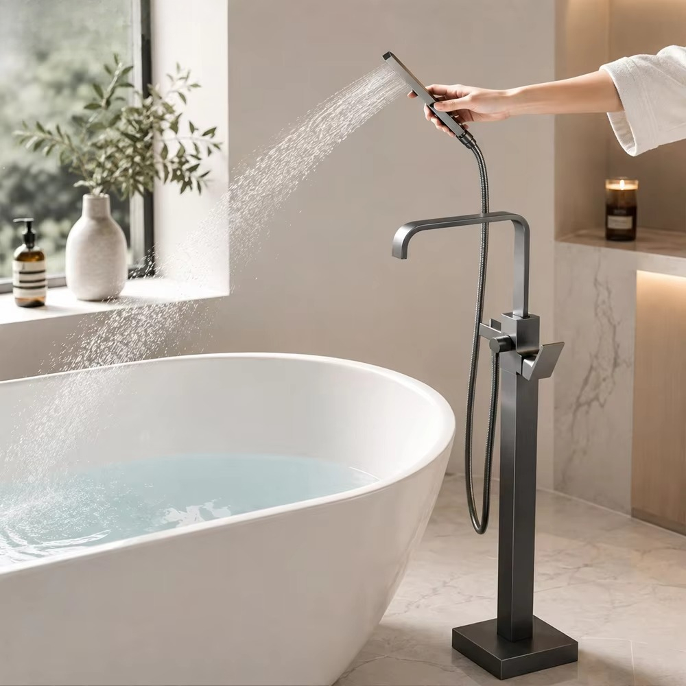 خلاط حوض استحمام مثبت على الأر - مراجعة Freestanding Bathtub Filler Faucet Floor وسعره