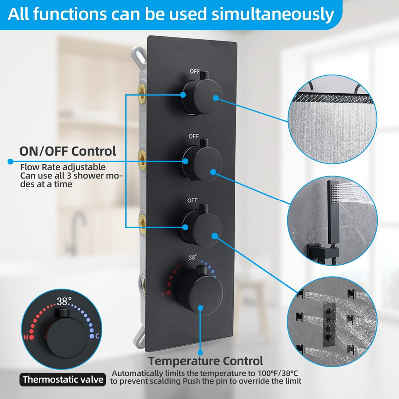 نظام دش حديث مخفي مع منظم حرار - مراجعة Concealed Thermostatic Shower System Set وسعره