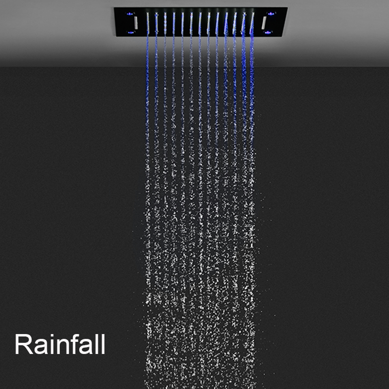 أسود 2 وظائف دش رئيس مجموعة ال - مراجعة Led Rainfall Shower Head Waterfall وسعره