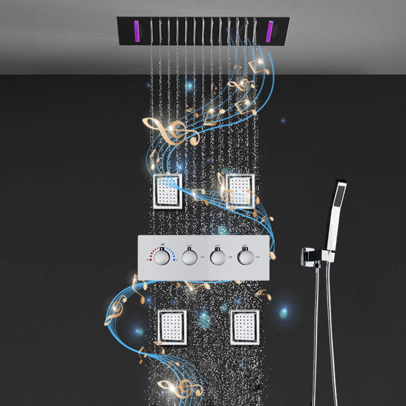 مجموعة رأس دش موسيقية بإضاءة L - مراجعة Thermostatic Shower Faucet Valve 3 Way وسعره