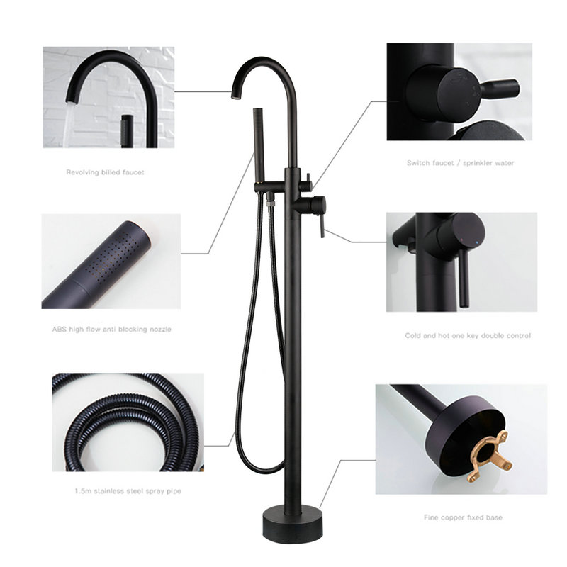 KEMAIDI-مجموعة صنبور حوض الاست - مراجعة Freestanding Bathtub Filler Faucet Floor وسعره
