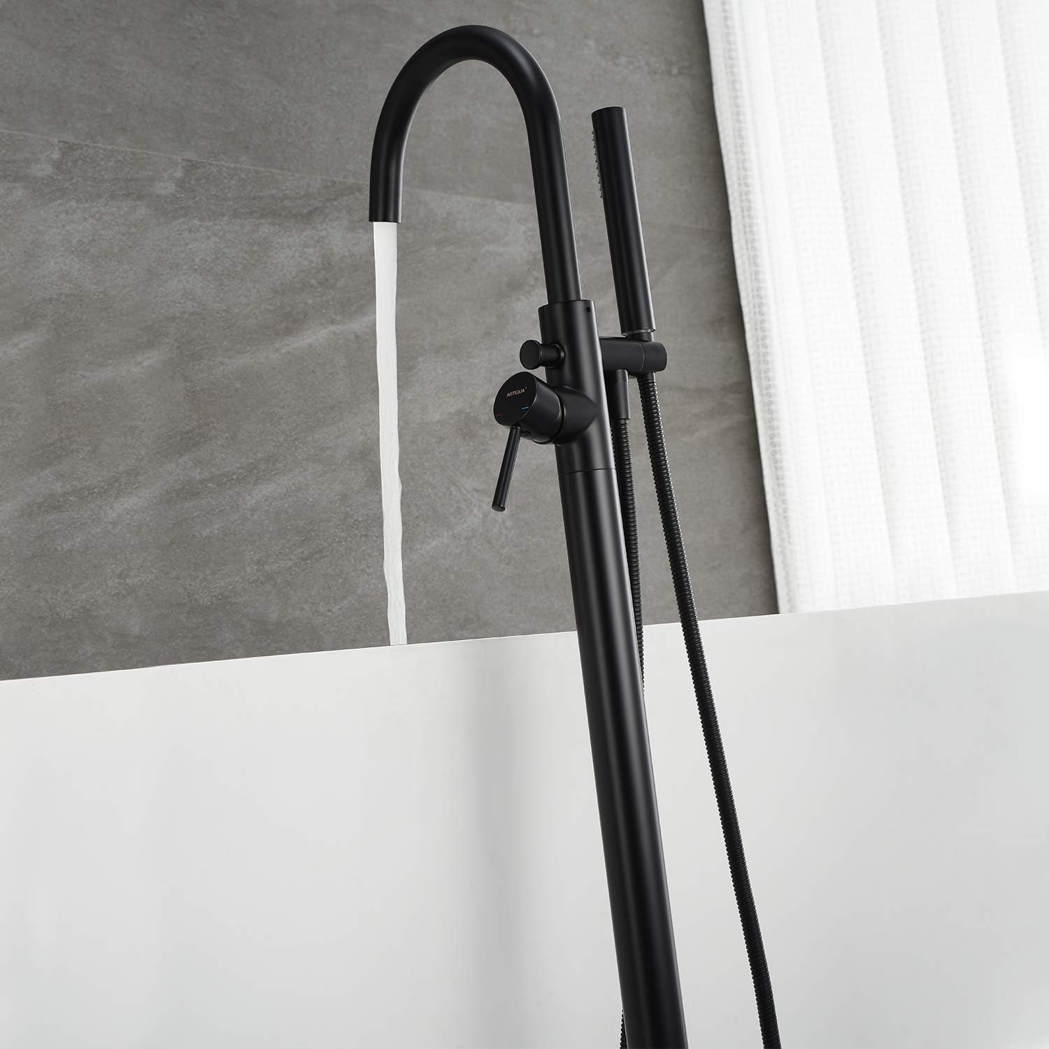 KEMAIDI-مجموعة صنبور حوض الاست - مراجعة Freestanding Bathtub Filler Faucet Floor وسعره